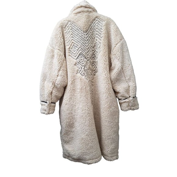 Free People Avery Embroidered Teddy Coat Cream Size Medium - Picture 3 of 3